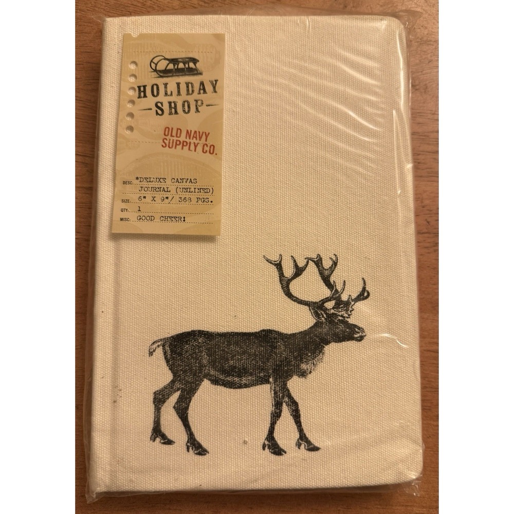 Old Navy Supply Co Deluxe‎ Canvas Journal Good Cheer! Reindeer Unlined Rare